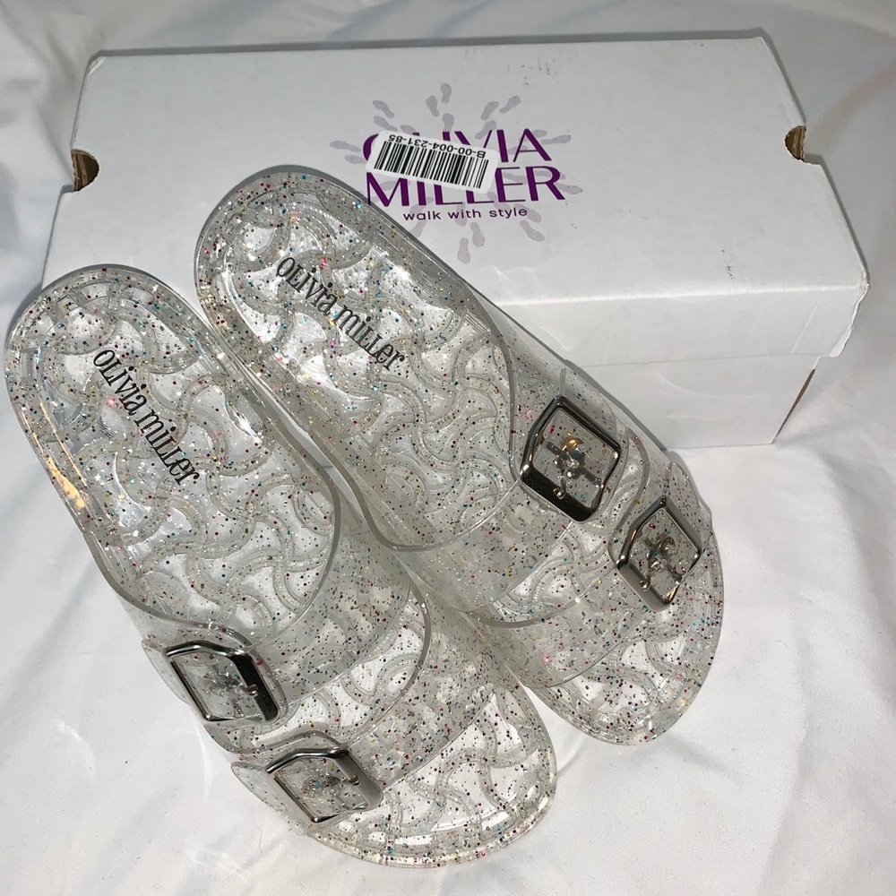 NEW in Box! Glitter Jelly Buckle Slide Sandals